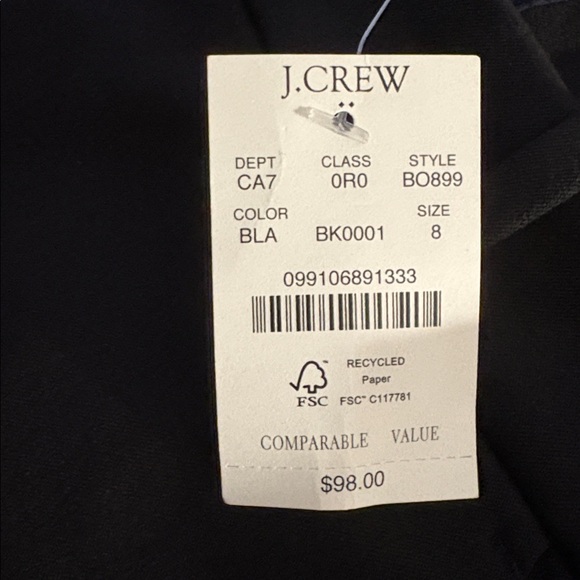 J.Crew Factory Kallie Pants NWT Size 8 | Black Tailored Work Trousers - Picture 7 of 7